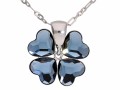 Niebieski naszyjnik, wisiorek koniczyna,  z kryształami Swarovski® serce, srebro 925
