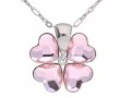 Jasny różowy naszyjnik, wisiorek koniczyna,  z kryształami Swarovski® serce, srebro 925