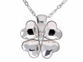 Biały naszyjnik, wisiorek koniczyna,  z kryształami Swarovski® serce, srebro 925