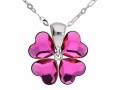 Różowy naszyjnik, wisiorek koniczyna,  z kryształami Swarovski® serce, srebro 925