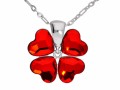 Czerwony naszyjnik, wisiorek koniczyna,  z kryształami Swarovski® serce, srebro 925