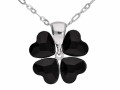 Czarny naszyjnik, wisiorek koniczyna,  z kryształami Swarovski® serce, srebro 925