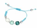 Niebieska pleciona bransoletka trzy zielone Swarovski®, srebro 925