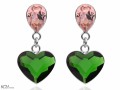Różowe i zielone wiszące kolczyki kropla i serce, kryształ Swarovski®, srebro 925