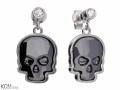 Czarne wiszące kolczyki czaszki z cyrkoniami, kryształ Swarovski® czaszka, srebro 925, cyrkonie
