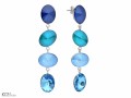 Niebieskie długie kolczyki cztery owalne kryształy, srebro 925, kryształ Swarovski® owal