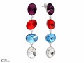 Kolorowe błyszczące długie kolczyki cztery owalne kryształy, srebro 925, kryształ Swarovski® owal