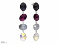 Ciemne długie kolczyki cztery owalne kryształy, srebro 925, kryształ Swarovski® owal