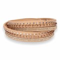 Beżowa bransoletka ze skóry alcantara Multistrands Pearl z kryształkami
