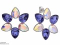 Fioletowe i opalizujące kolczyki sztyfty płatki kwiatu, srebro 925, kryształy Swarovski®