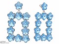 Niebieskie duże kwadratowe kolczyki kwiaty, kryształ Swarovski® kwiat, srebro 925