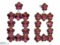 Fioletowe duże kwadratowe kolczyki kwiaty, kryształ Swarovski® kwiat, srebro 925