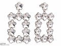 Białe duże kwadratowe kolczyki kwiaty, kryształ Swarovski® kwiat, srebro 925