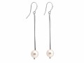 Długie kolczyki rurki z białymi perełkami, srebro 925, perły Swarovski®