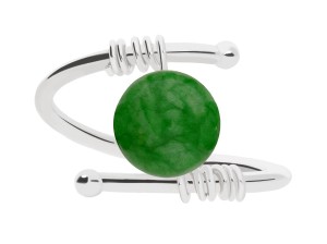 Silver ring with natural green jade stone