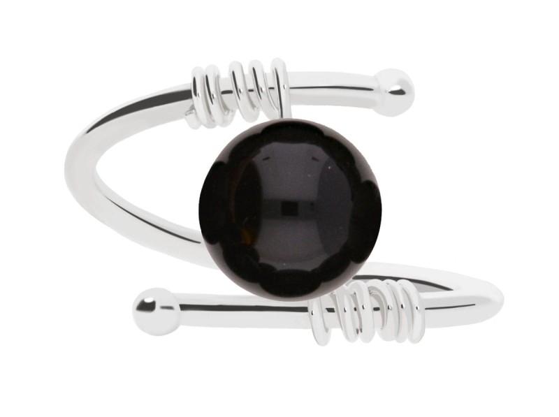 Srebrny pierścionek z naturalnym czarnym onyksem