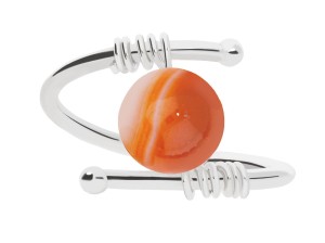 Silver ring with natural orange agate stone