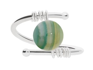Silver ring with natural green agate stone