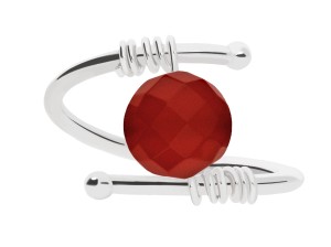 Silver ring with natural dark red agate stone