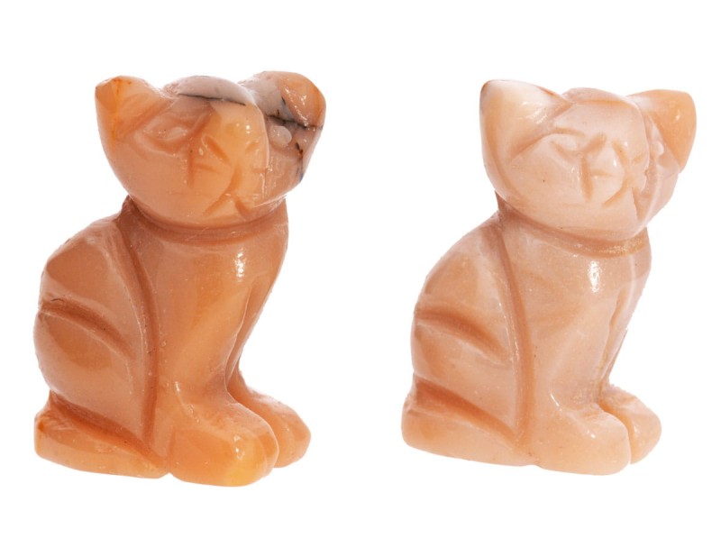 Figurka kota z naturalnego kamienia pomarańczowy mokait