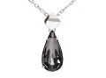 Czarno szary wisiorek kryształowa łezka, kropelka, srebro 925, kryształ Swarovski®