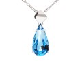 Błękitny wisiorek kryształowa łezka, kropelka, srebro 925, kryształ Swarovski®