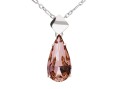 Różowy wisiorek kryształowa łezka, kropelka, srebro 925, kryształ Swarovski®