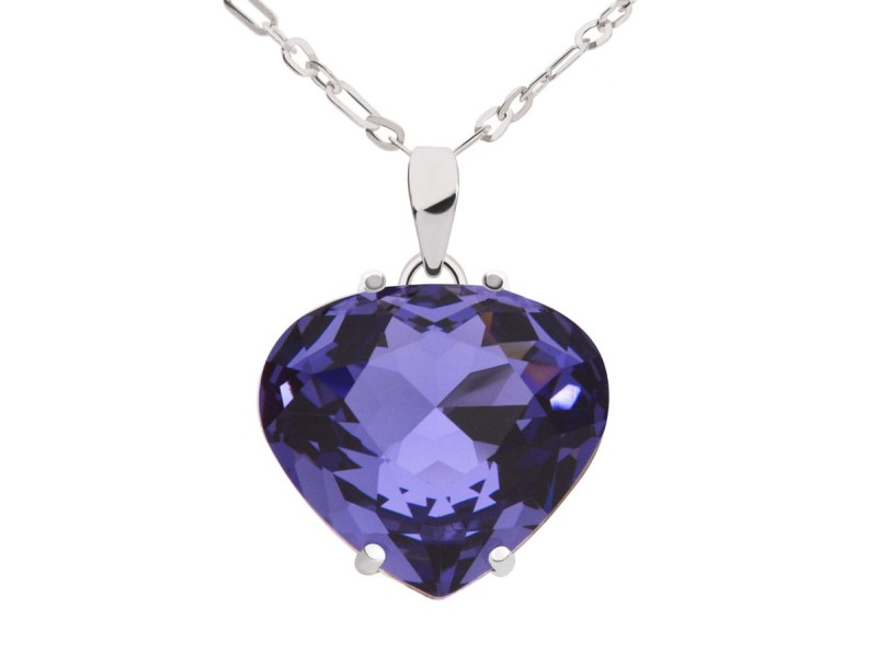 Fioletowy wisiorek kryształowa kropelka, wachlarz, srebro 925, kryształ Swarovski®