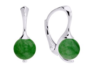 Srebrne kolczyki z naturalnym zielonym jadeitem