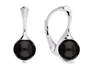 Srebrne kolczyki z naturalnym czarnym onyksem