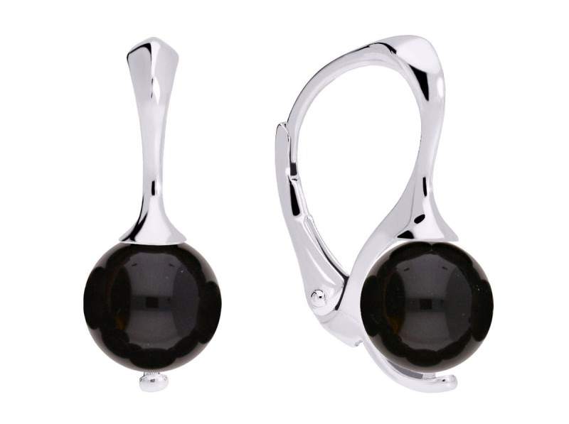 Srebrne kolczyki z naturalnym czarnym onyksem