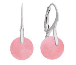 Silver earrings with natural pink jade stones
