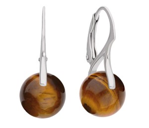 Srebrne kolczyki z naturalnym kamieniem tygrysie oko