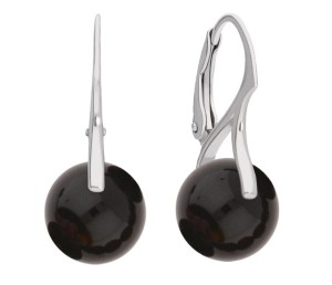 Srebrne kolczyki z naturalnym czarnym onyksem
