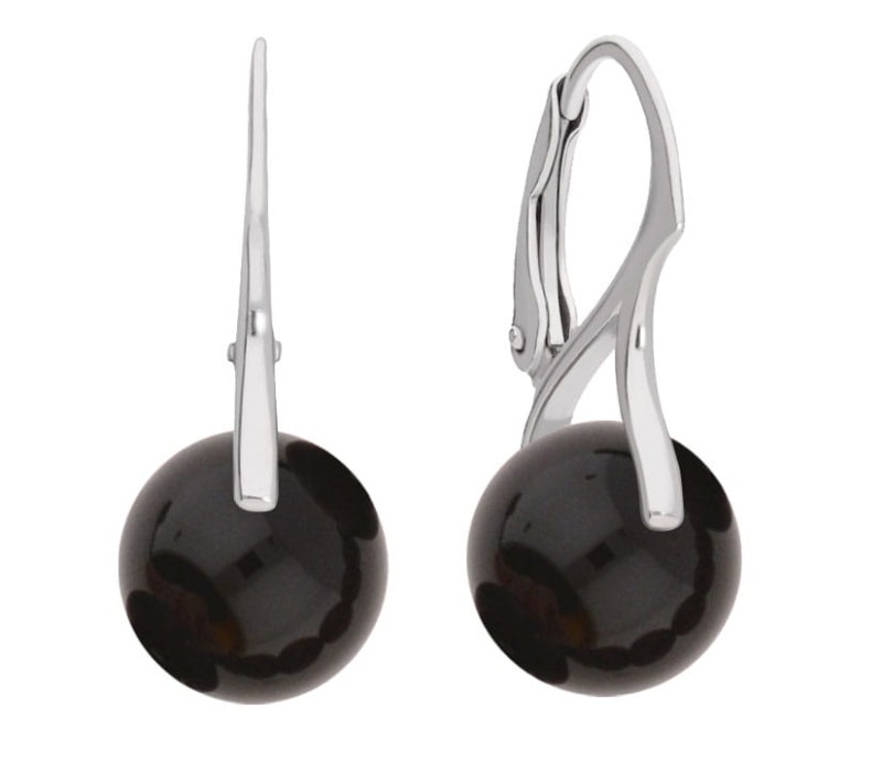 Srebrne kolczyki z naturalnym czarnym onyksem