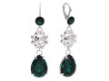 Zielone wiszące kolczyki z błyszczącym kryształem łezka i słoneczkiem, kryształ Swarovski ®, srebro 925