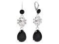 Czarne wiszące kolczyki z błyszczącym kryształem łezka i słoneczkiem, kryształ Swarovski ®, srebro 925