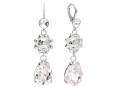 Białe wiszące kolczyki z błyszczącym kryształem łezka i słoneczkiem, kryształ Swarovski ®, srebro 925
