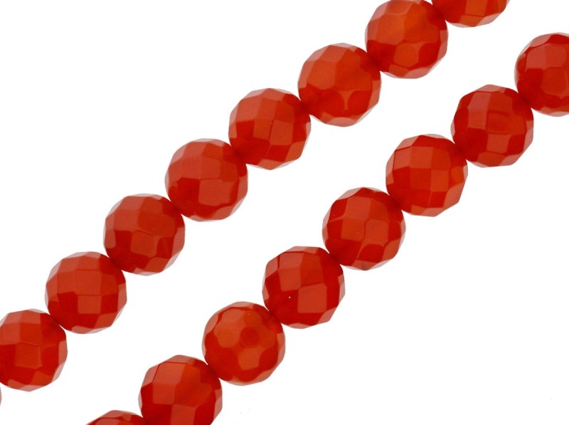 Naturalny czerwony agat, fasetowana kulka 8 mm