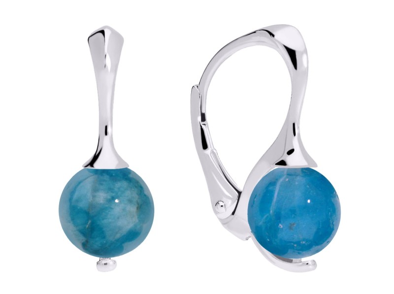 Srebrne kolczyki z naturalnym niebieskim apatytem, srebro 925, apatyt