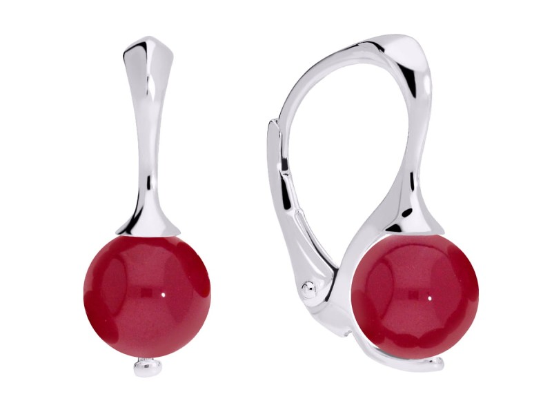 Srebrne kolczyki z naturalnym czerwonym rubinem, srebro 925, rubin
