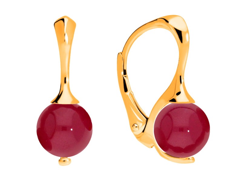 Kolczyki z naturalnym czerwonym rubinem, pozłacane srebro 925, rubin