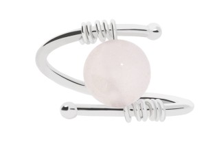 Silver ring with natural white agate stone