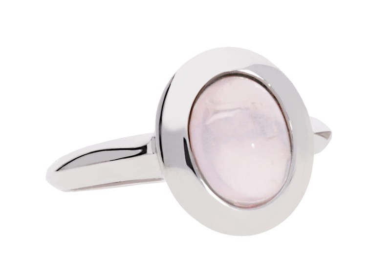 Pierścionek z naturalnym różowym kwarcem, srebro 925, różowy kwarc