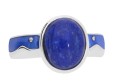Srebrny pierścionek z emalią i naturalnym kamieniem lapis lazuli, srebro 925, lapis lazuli