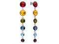 Długie wiszące wielokolorowe kolczyki – czerwony, zielony, niebieski, żółty, kryształy Swarovski®, srebro 925