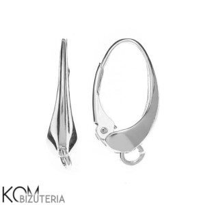 Srebrny kolczyk, bigiel angielski z klapką, leverback z otwartym haczykiem 18x10mm kz5