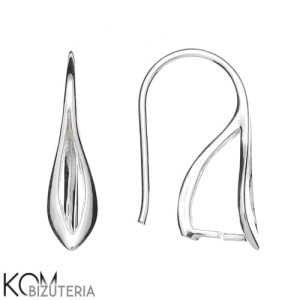 Srebrny bigiel otwarty, haczyk listek, zaciskowy 19x11mm kz37