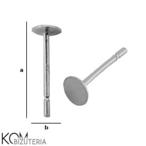 Srebrny kolczyk sztyft, szteker, stecker z talerzykiem, płytką, podstawką 3mm kh6