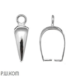 Srebrna krawatka, zawieszka zaciskowa 15x5mm z kółeczkiem na górze w2.1